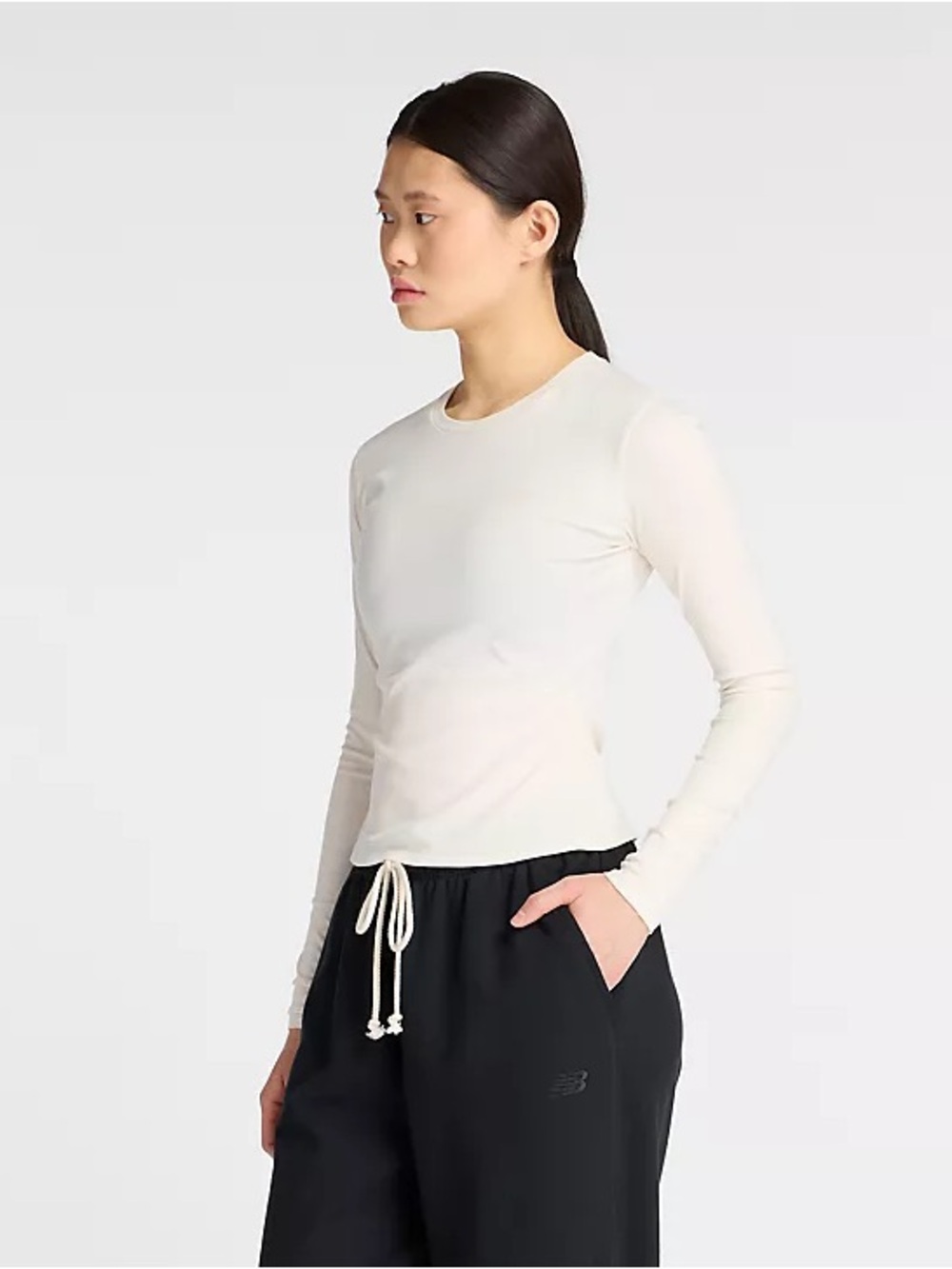 New Balance Women's Cream Long-Sleeve Top